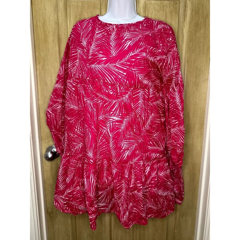 Michael Kors Carmine Dress Lightweight Long Sleeve Pink Lined Large